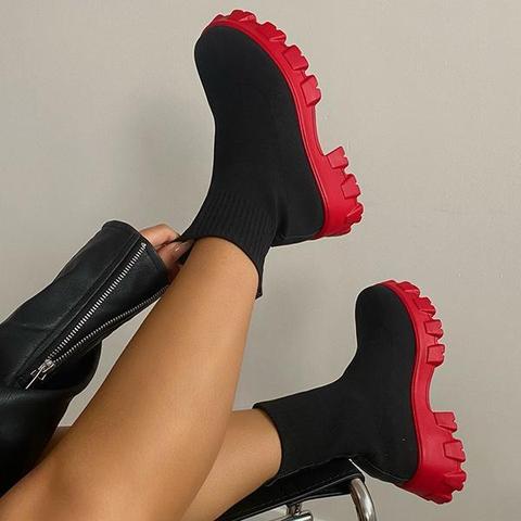 Heidi-Mode | Stiefel Socke Frau Plattform Hoch