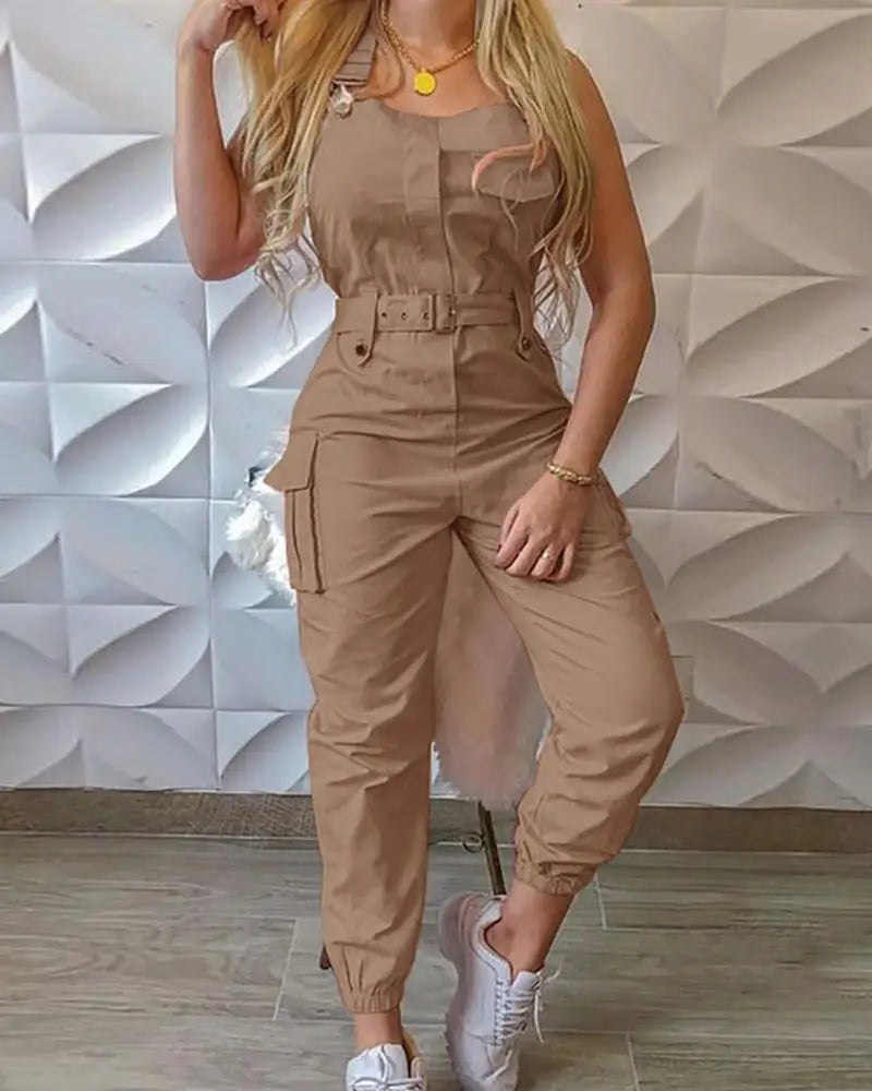 Heidi-Mode | Overall mit Gürtel, Lose Kittelhosen, Robuste Taschen, Cargo-Hosen