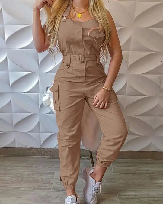 Heidi-Mode | Overall mit Gürtel, Lose Kittelhosen, Robuste Taschen, Cargo-Hosen