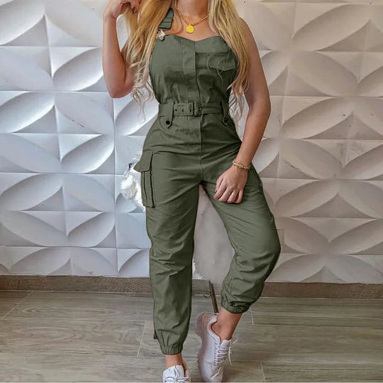 Heidi-Mode | Overall mit Gürtel, Lose Kittelhosen, Robuste Taschen, Cargo-Hosen