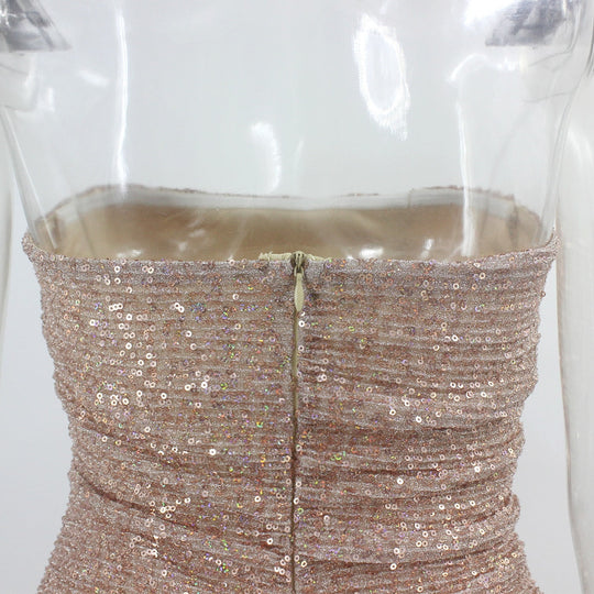 Heidi-Mode | Body Rüsche Pailletten Strapless Mini Kleider