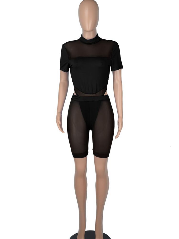 Heidi-Mode | Kollektion Von Mesh Bodysuit und Hosen Satzs