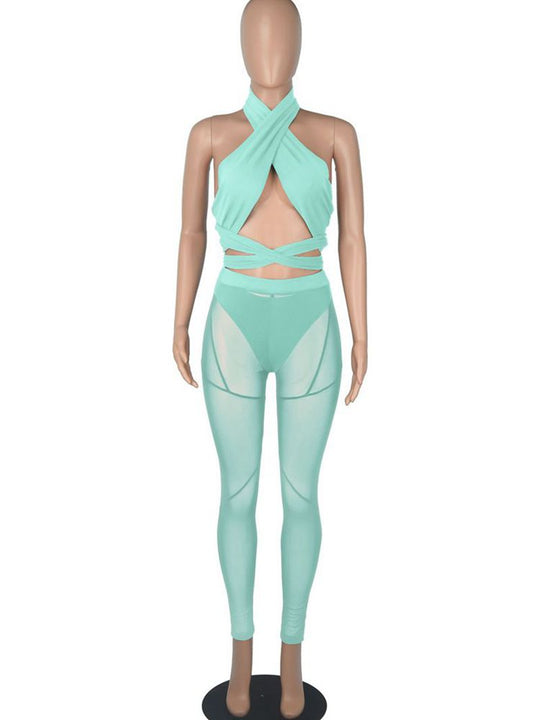 Heidi-Mode | Kollektion Von Mesh Bodysuit und Hosen Satzs