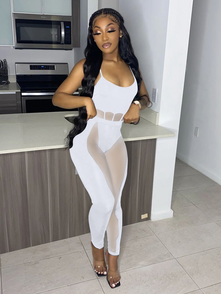 Heidi-Mode | Kollektion Von Mesh Bodysuit und Hosen Satzs