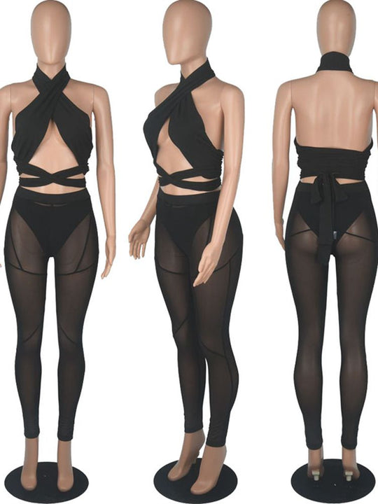 Heidi-Mode | Kollektion Von Mesh Bodysuit und Hosen Satzs