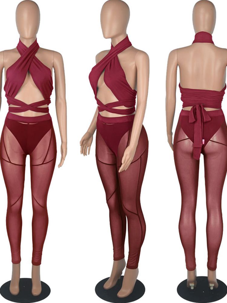 Heidi-Mode | Kollektion Von Mesh Bodysuit und Hosen Satzs