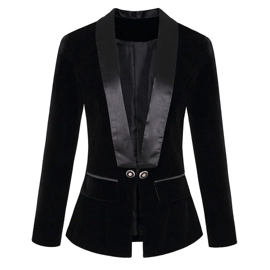 Blazer aus Samt mit Revers aus Satin