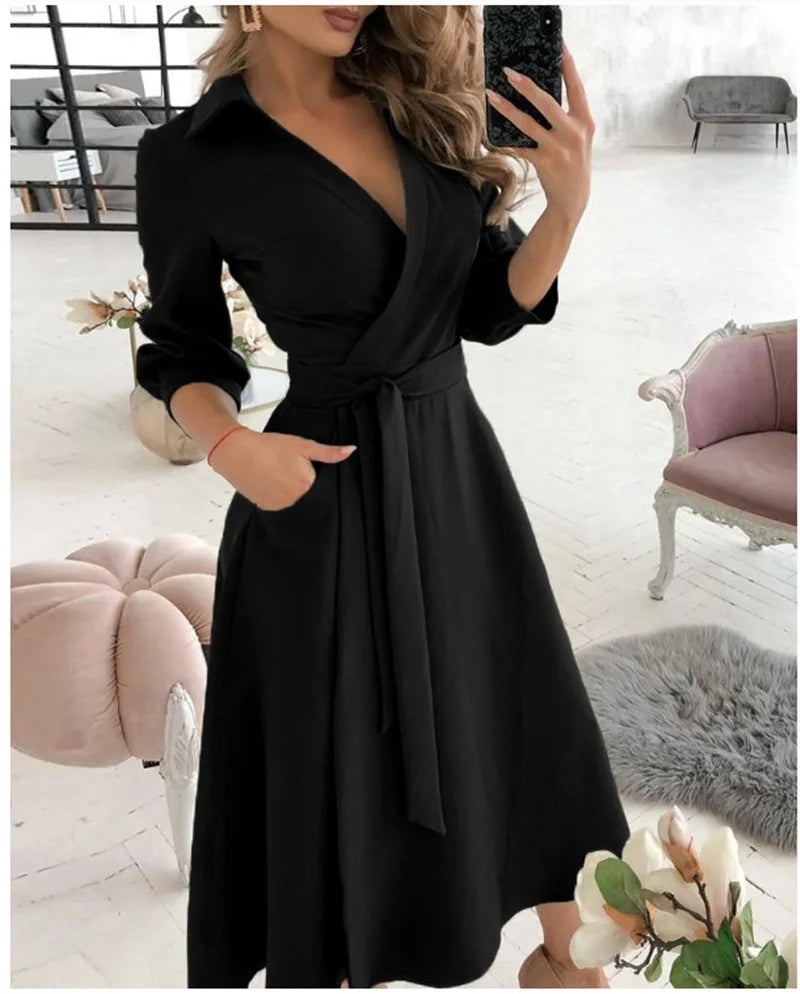 Heidi-Mode | Damen Wickelkleid mit Riemen Eleganter Schnitt, Vielseitig Tragbar