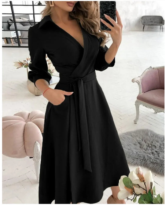 Heidi-Mode | Damen Wickelkleid mit Riemen Eleganter Schnitt, Vielseitig Tragbar