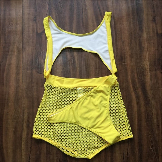 Heidi-Mode | Neon Fischernetz Hochgewicht Tanga Monokini Satzs