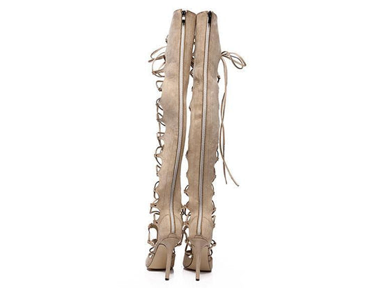 Heidi-Mode | Oberschenkels Hohe Gladiator Cross Tied High Heels