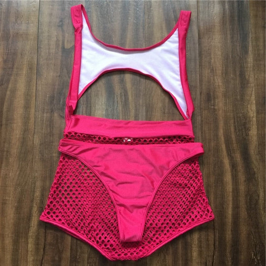 Heidi-Mode | Neon Fischernetz Hochgewicht Tanga Monokini Satzs