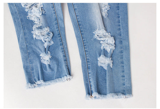 Heidi-Mode | Knielange Zerrissene Moto Jeans Shorts