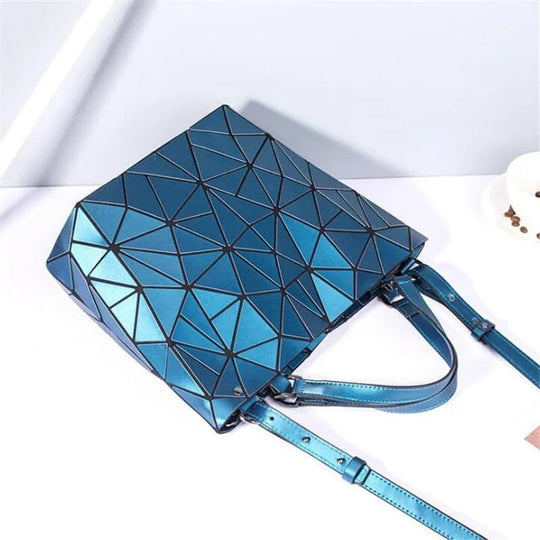 Heidi-Mode | Tasche Geometrisches Muster Blau Funktional für Die Moderne Frau
