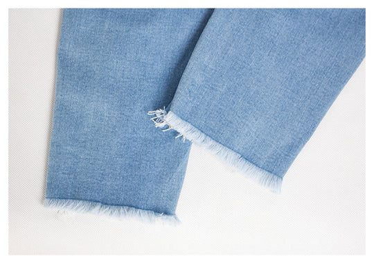 Heidi-Mode | Knielange Zerrissene Moto Jeans Shorts