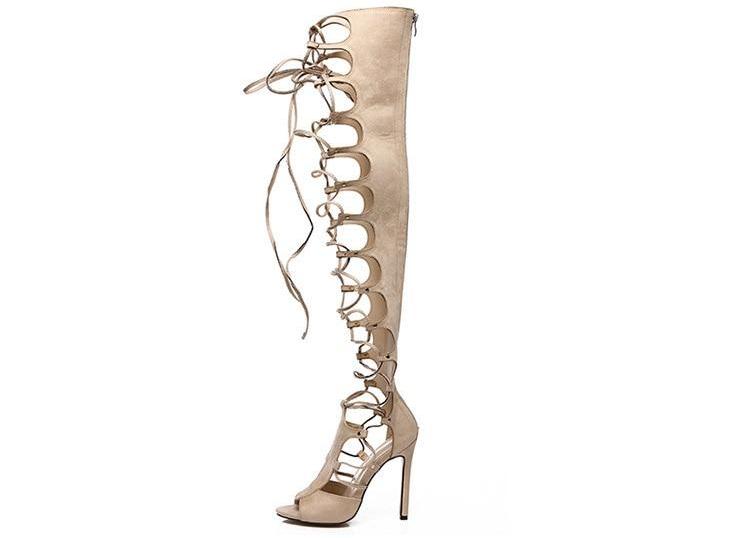 Heidi-Mode | Oberschenkels Hohe Gladiator Cross Tied High Heels