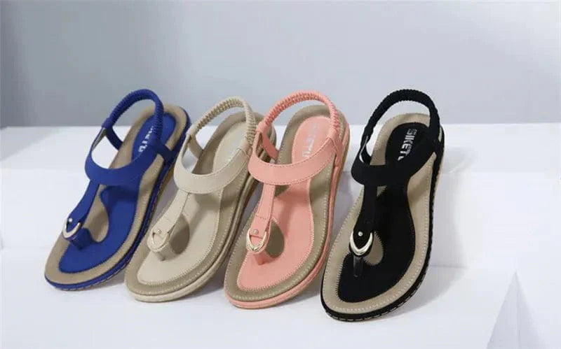 Heidi-Mode | Eleganz und Wohlbefinden Damen Flache Sandalen mit Riemen