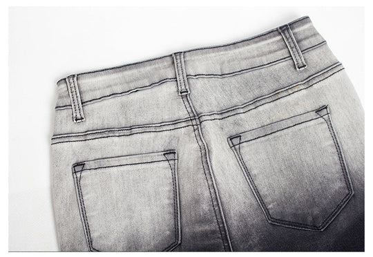 Heidi-Mode | Knielange Zerrissene Moto Jeans Shorts