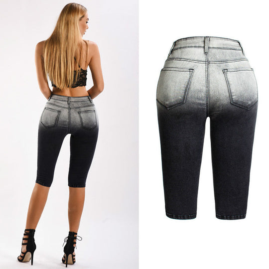 Heidi-Mode | Knielange Zerrissene Moto Jeans Shorts