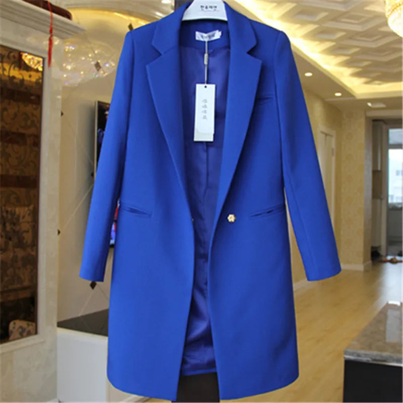 Heidi-Mode | Damen Langeblaue Jacke mit Einer Knopfverschluss für Den Sommer
