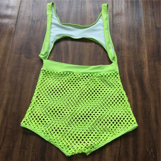 Heidi-Mode | Neon Fischernetz Hochgewicht Tanga Monokini Satzs