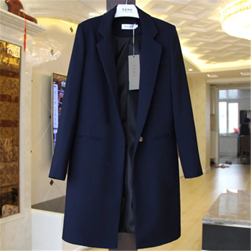 Heidi-Mode | Damen Langeblaue Jacke mit Einer Knopfverschluss für Den Sommer