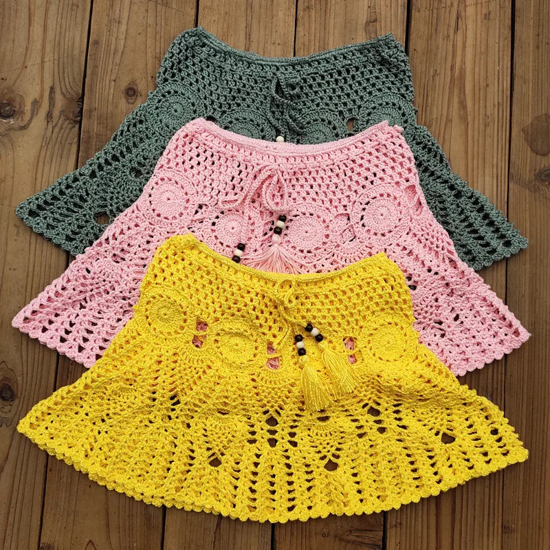 Heidi-Mode | Häkel Gestrickter Strand Mini Boho Rock