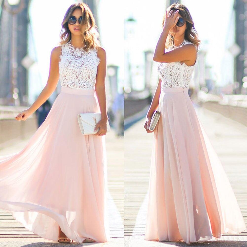 Heidi-Mode | Maxikleid Spitzenoberteil Ärmellos A-Linie Fließendes Elegantes Design