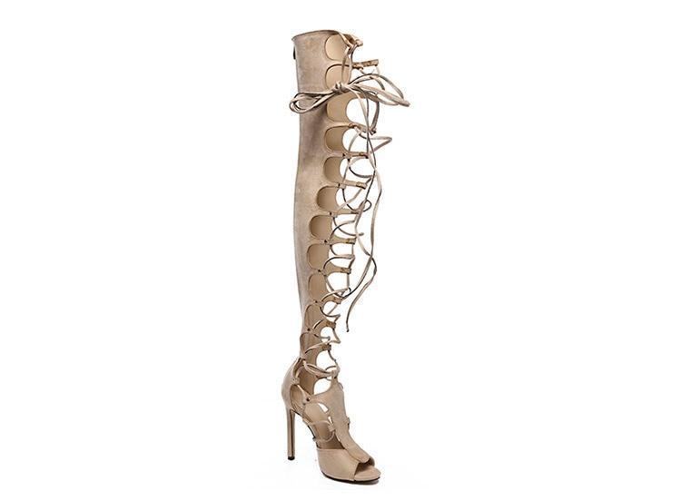 Heidi-Mode | Oberschenkels Hohe Gladiator Cross Tied High Heels
