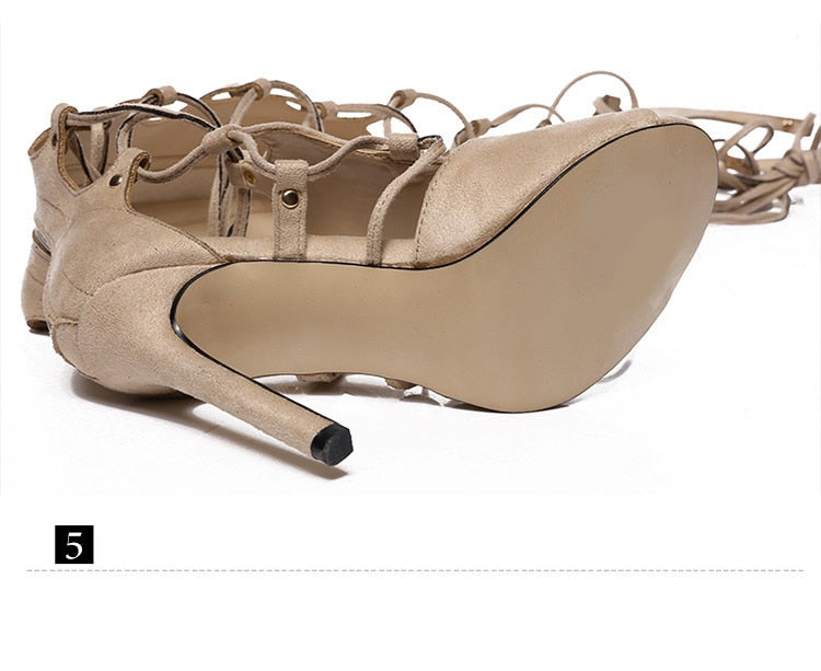 Heidi-Mode | Oberschenkels Hohe Gladiator Cross Tied High Heels
