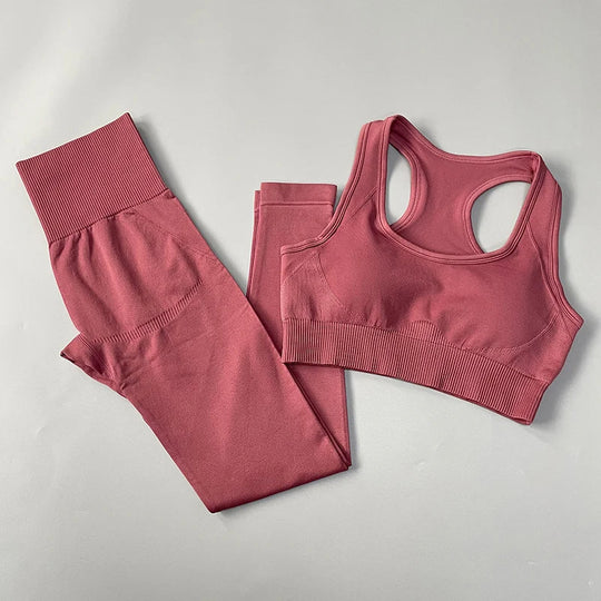 Heidi-Mode | 2/3/4Pcs Nahtlose Frauen Yoga Set Trainings Sportbekleidung Fitness Langarm Crop Top Hohe Taille Leggings Sportanzug