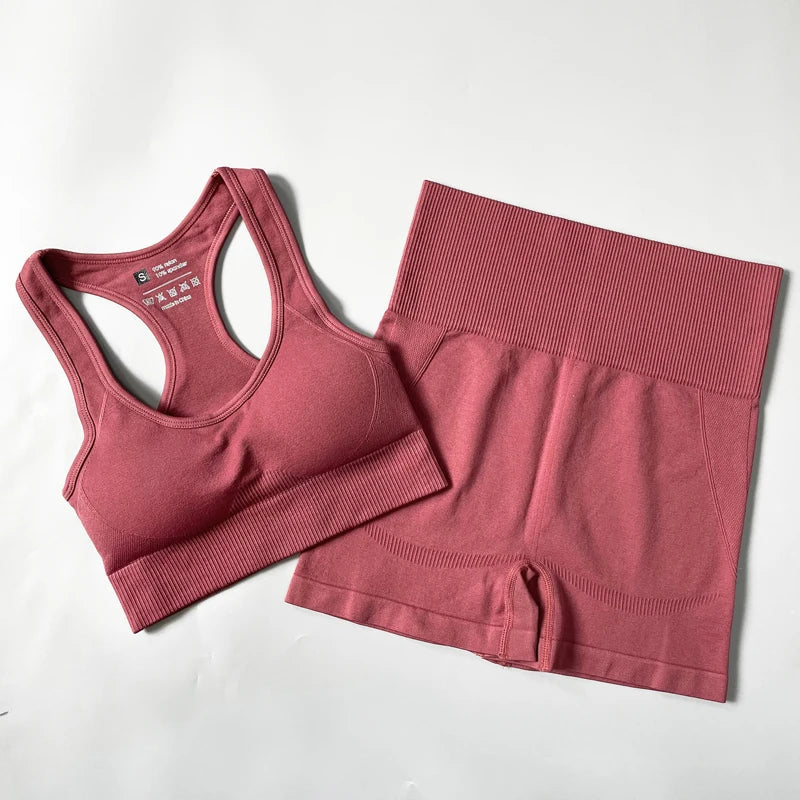 Heidi-Mode | 2/3/4Pcs Nahtlose Frauen Yoga Set Trainings Sportbekleidung Fitness Langarm Crop Top Hohe Taille Leggings Sportanzug