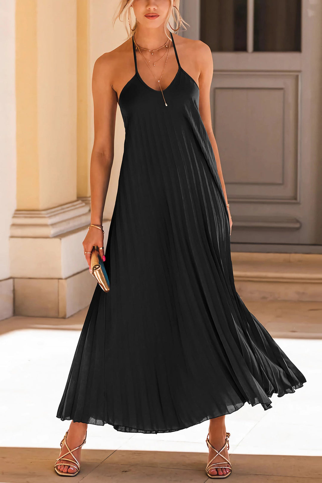 Heidi-Mode | Halsband Plissee A-Linie Kleid