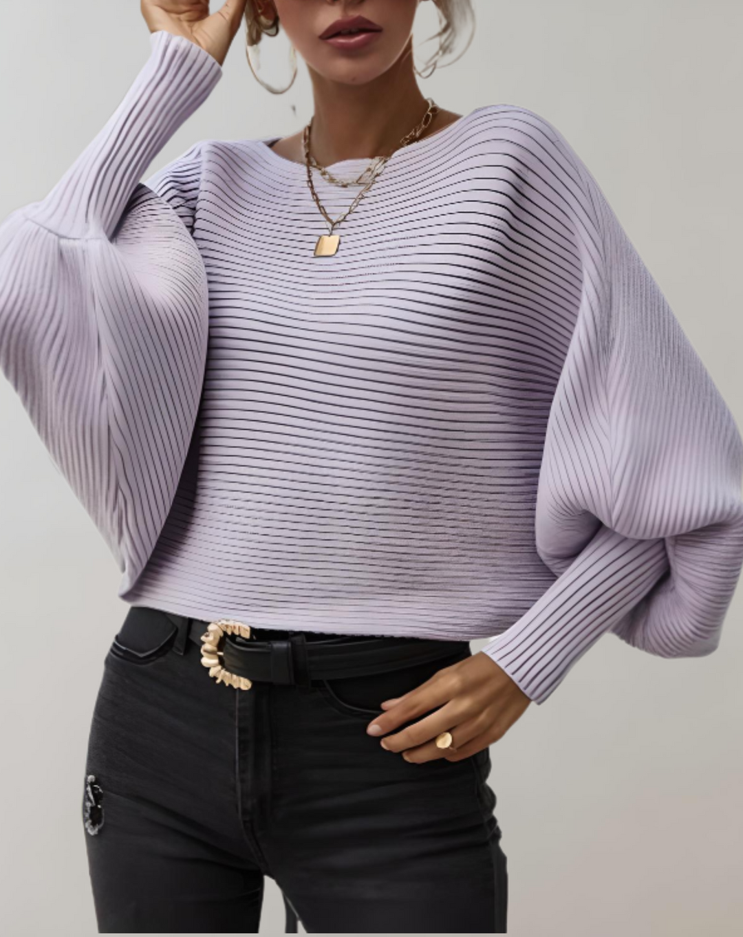 Heidi-Mode | Batwing-Ärmel Damen Strickpullover