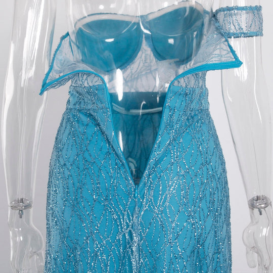 Heidi-Mode | Off Shoulder Glitzer Spitzekleider
