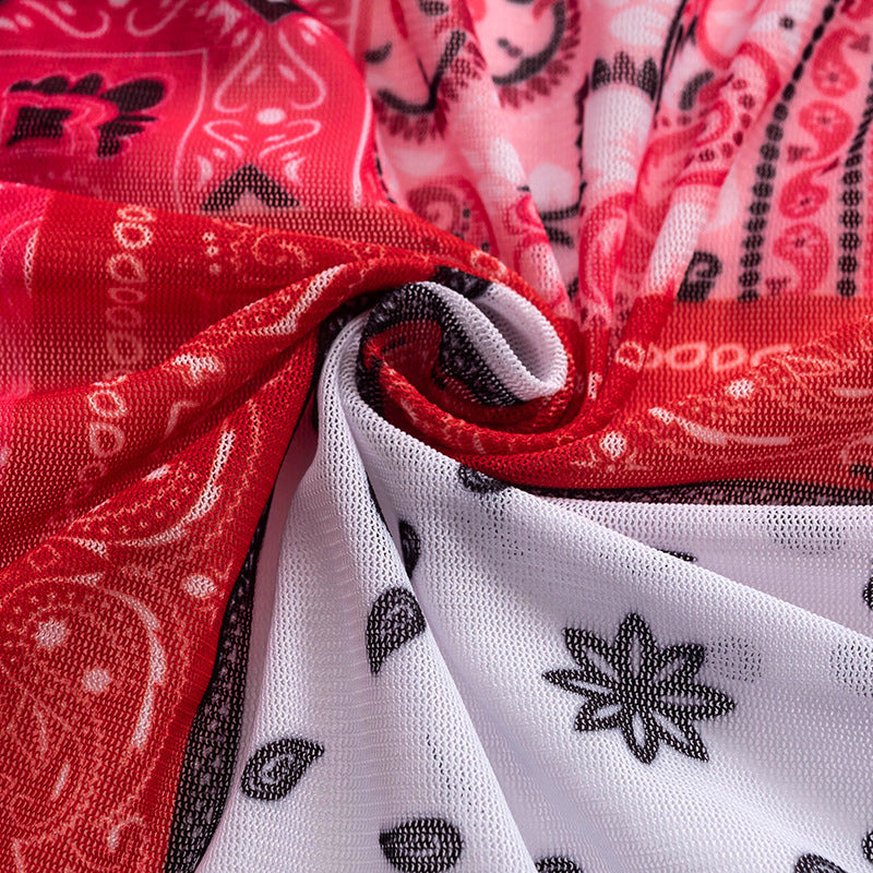 Heidi-Mode | Bandana Mesh Flared Sleeve Mini Kleider