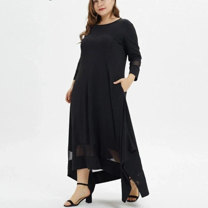 Abby | Cooles Einfarbiges Schwarzes Maxi-Kleid