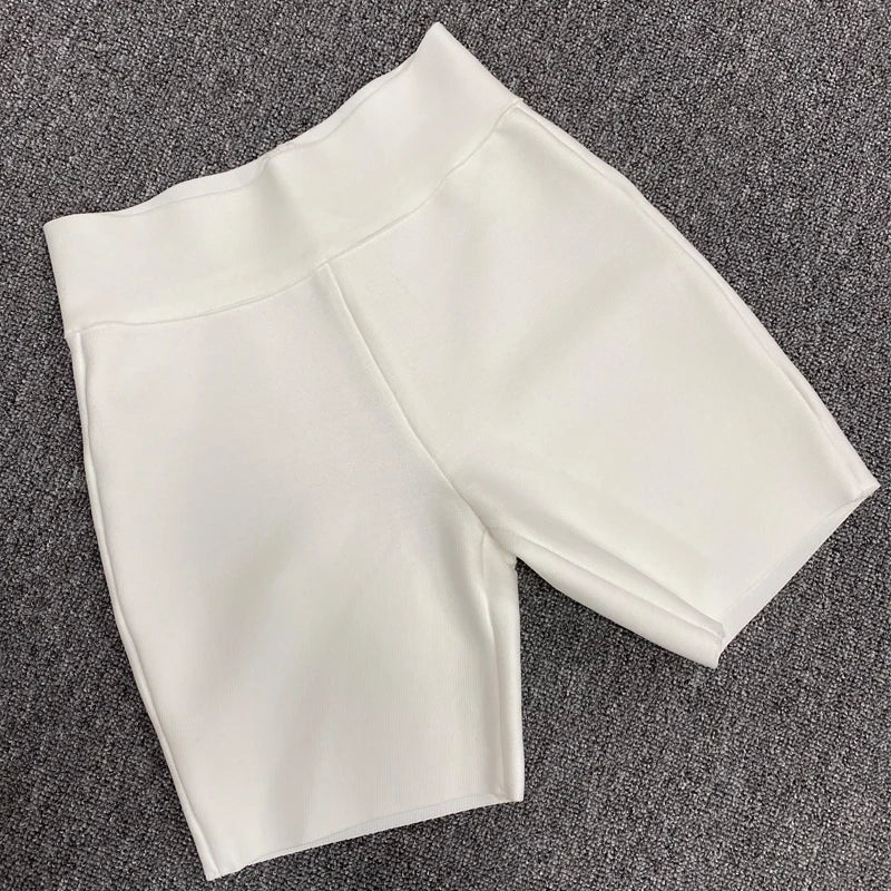 Heidi-Mode | Frauen Sport Outfit Damen Yoga Gym Fitness Schwarz Grau Weiß Laufen Rayon Bandage Shorts Hosen