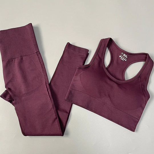 Heidi-Mode | 2/3/4Pcs Nahtlose Frauen Yoga Set Trainings Sportbekleidung Fitness Langarm Crop Top Hohe Taille Leggings Sportanzug