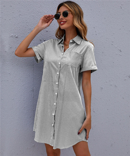 gestreepte blousejurk
