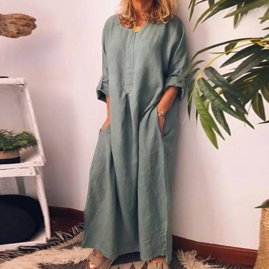 Heidi-Mode | Lange Hemdkleid aus Leinenstoff Oversize