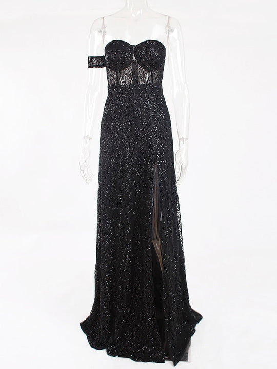 Heidi-Mode | Off Shoulder Glitzer Spitzekleider