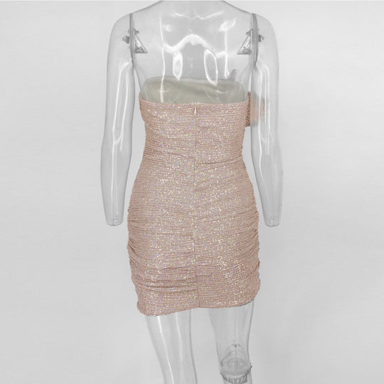 Heidi-Mode | Body Rüsche Pailletten Strapless Mini Kleider