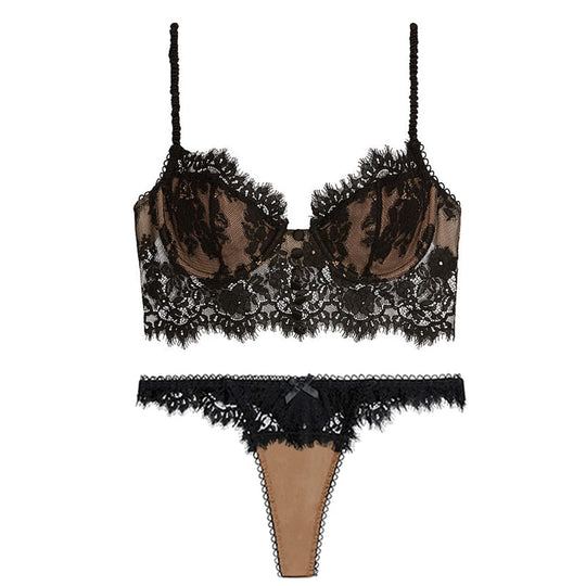 Heidi-Mode | Spitze Set Lingerie mit Dekorativen Knöpfen
