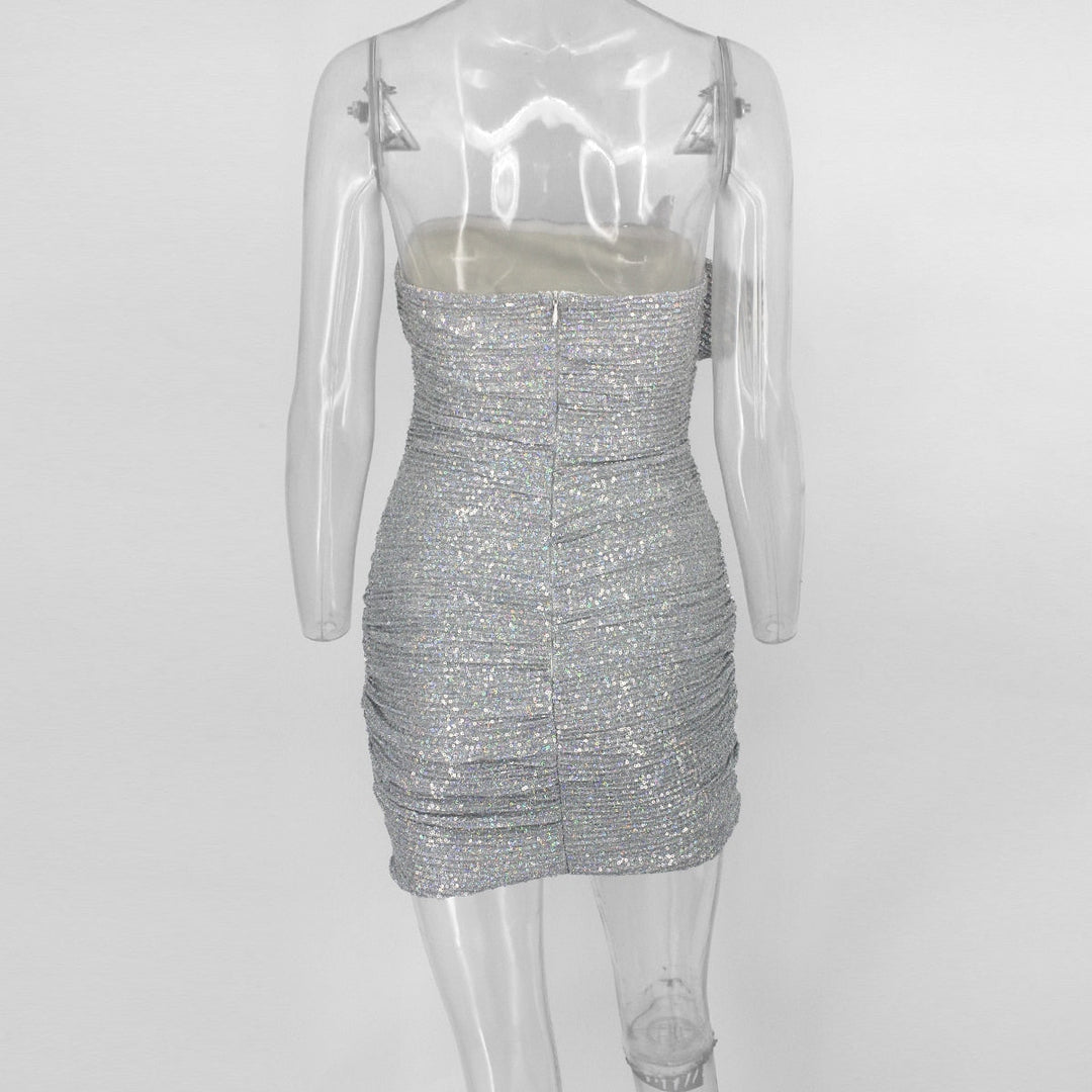 Heidi-Mode | Body Rüsche Pailletten Strapless Mini Kleider
