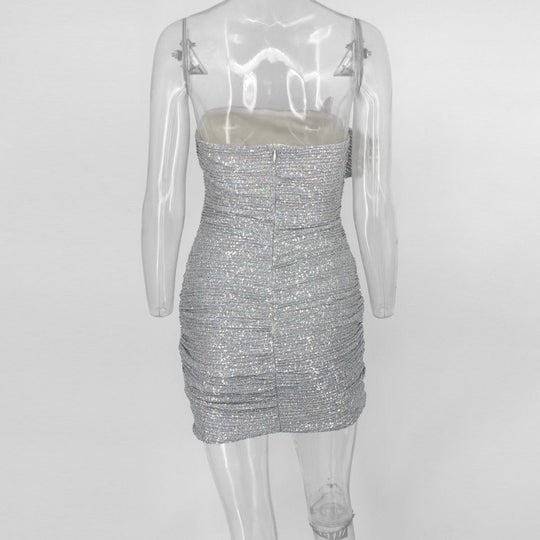 Heidi-Mode | Body Rüsche Pailletten Strapless Mini Kleider