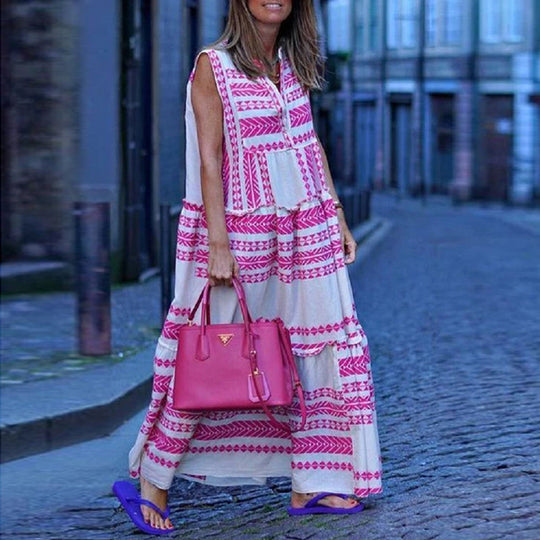 Heidi-Mode - Stilvolles Rosa Ärmelloses Kleid für Frauen