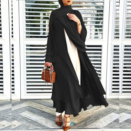 Heidi-Mode - Offene Amina Abaya mit Hijab