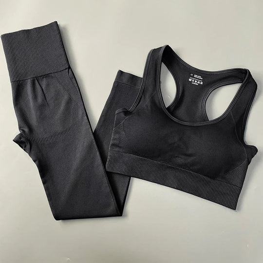 Heidi-Mode | 2/3/4Pcs Nahtlose Frauen Yoga Set Trainings Sportbekleidung Fitness Langarm Crop Top Hohe Taille Leggings Sportanzug