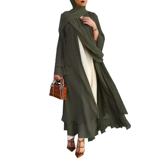 Heidi-Mode - Offene Amina Abaya mit Hijab